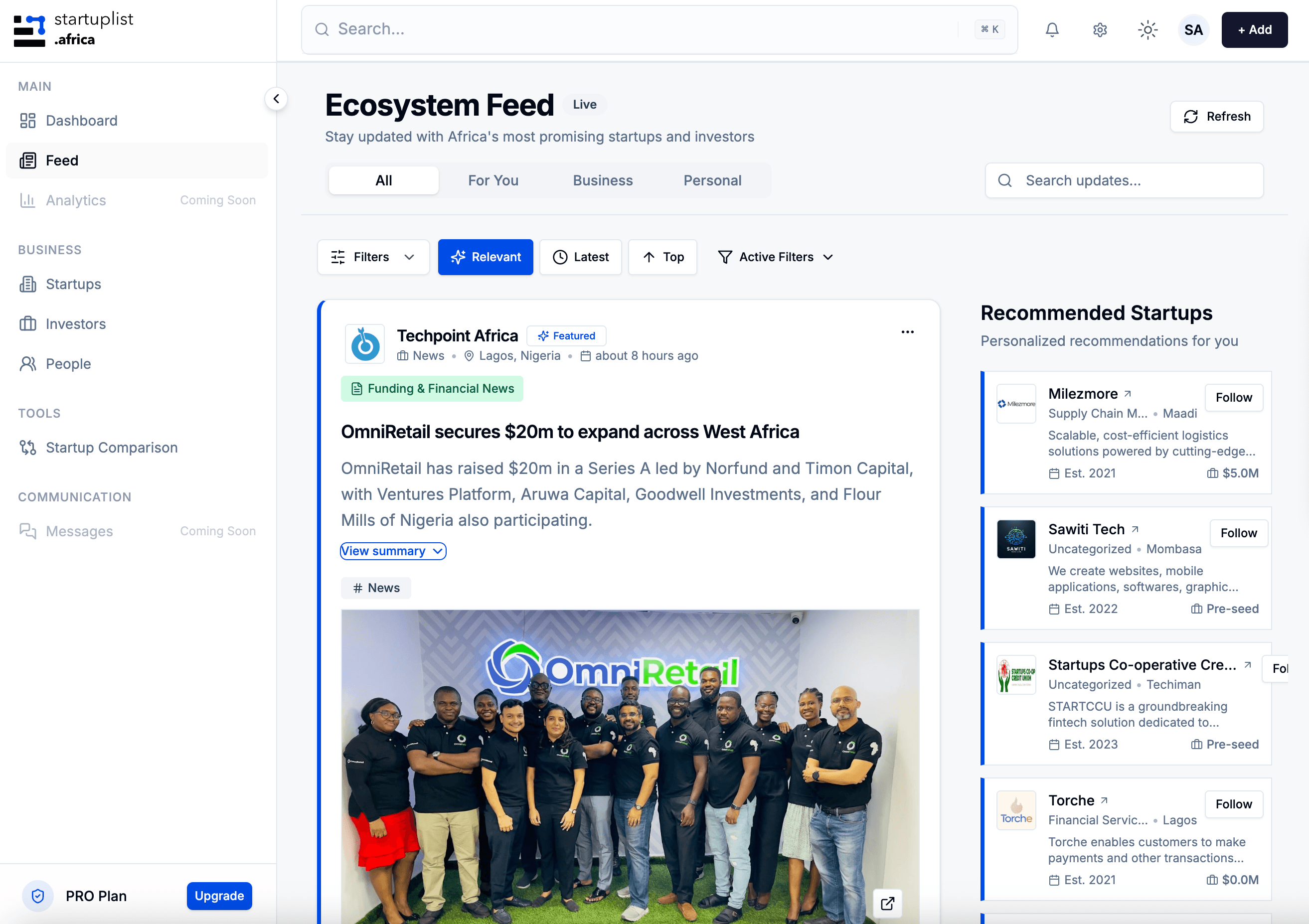StartupList Africa Ecosystem Feed