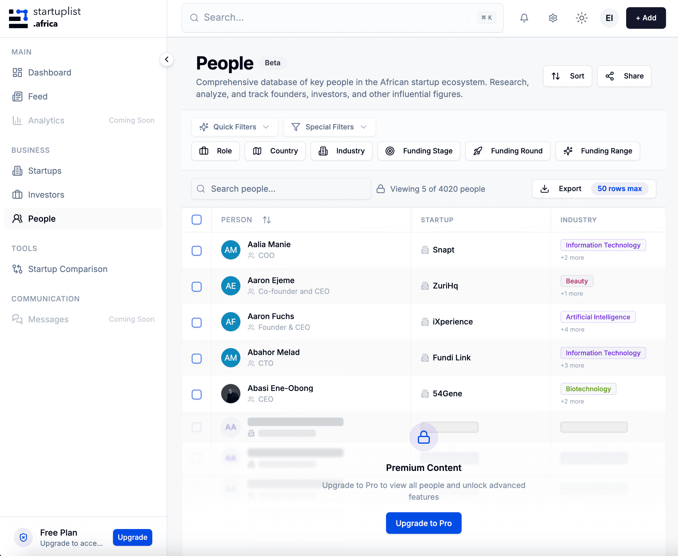 StartupList Africa People Directory